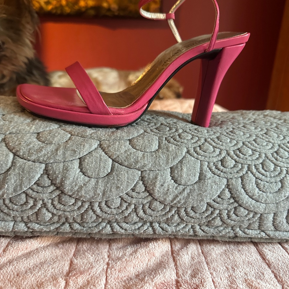 Charles David Fuchsia Leather Strappy Sandals | Square Toe Block Heel | 6.5B